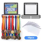 Wall-Mounted Medal Bib Display Rack, Running Trophy Holder for Marathon Awards