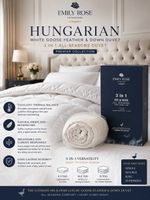Hungarian White Goose Feather & Down Duvet 3 in 1 All Season