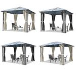 Garden gazebo 3x3 3x3.65 m hardtop polycarbonate pavilion sides & mosquito nets