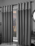 Silver Grey Curtains Blackout Bling Diamante Thermal Insulated 2Tone Eyelet Pair