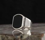 Handmade Onyx silver ring Pure 925 SILVER men Ring Onyx stone wedding gift Box
