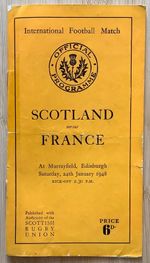 1948 SCOTLAND v FRANCE programme