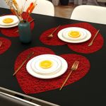 Heart Placemats for Valentine's Day - Heat Resistant - Non-Slip - Set of 2/4/6/8