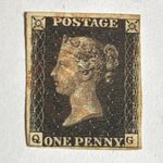 GB QV SG2, 1d black PLATE 5, Red Maltese cross (Q-G) 4 margins fine used 