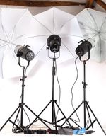Courtenay Studio Flash Outfit. £99 Starter Kit  3 Flash Heads, Stands + Brollies
