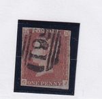 GB SG 8 VF-NUMERAL CANCEL WMK SMALL CROWN IMPERF PENNY RED