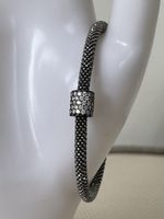 Links of London Sterling Silver Bracelet Bangle Magnetic Closure Pavé Setting