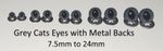 GREY CATS Crystal Eyes - METAL BACKS - Traditional Teddy Bear Toy Doll Safety