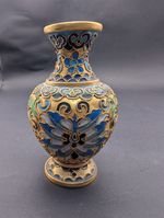 Cloisonne Style 4" Decorative Floral Vase