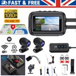 GPS Motorcycle Dash Cam Front + Rear Camera 3 inch Display Motorbike DVR System