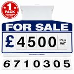 Car For Sale Sales Signs/Price Boards, PLUS Numbers Display (Blue) (1) Sun Visor