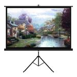 100-Inch Tripod Projection Screen, 16:9 Matte White PVC Fabric Portable Screen