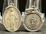 Italy 1920´ old Miraculous Virgin Mary Sacred Heart of Jesus Mary Help - SILVER