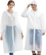 2 Pack Clear Waterproof Poncho Reusable Plastic Adult Camping Festival Rain Coat