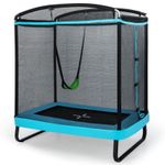 7FT Kids Trampoline w/Swing Outdoor Rectangle Recreational Trampoline W/Mesh Net