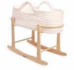 Clair de Lune White Crochet Oval Moses Basket Rocking Stand & Mattress Included