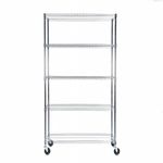 Metal Chrome Wire Shelving/Racking Unit 5 tier 1838 H x 907 W x 457 D on Castors