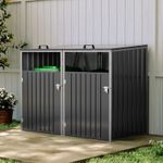 Double Wheelie Bin Storage Box Metal Store Cover Outdoor Garden Dustbin Cabinet