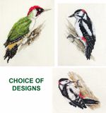 GREEN WOODPECKER, GREAT SPOTTED, Full counted cross stitch kit ORIGINAL DESIGNS