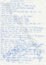 A4 Rare Oasis Signed Wonderwall Handwritten Lyrics Print What's The Story