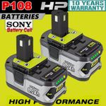 🚚 UK 2Pack For Ryobi 18V Battery P108 + Plus RB18L40 RB18L50 P105 8.0Ah Lithium