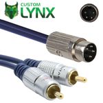 QUAD 4 Pin Din Plug to 2 x RCA Phono Plugs. Cable Lead Quad 33/44/303/405/405-2