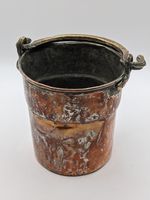 Antique Cooper Bucket With Fancy Brass Handle Very Unusual Rustic Early 19thc