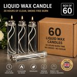 Box of 60 Liquid Wax Candle - 30 Hours of Burn - Produce NO Smoke Events Wedding