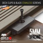 Composite Decking Clips Hidden Fixings Plastic T WPC Deck & BLACK Screws