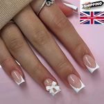 24 Pcs x Short Square False Nails French Fake Tips Press On Full Cover Nails