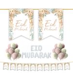 Happy Eid Mubarak 30pc Decoration Set Foil Balloons Bunting (Rustic Floral) '24