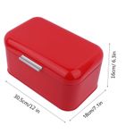 (Red)Solid Color Retro Metal Bread Bin Box Large Capacity Kitchen Storage JY