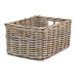 Rectangular Grey & Buff Rattan Deep Wicker Storage Basket Shelf Unit Woven