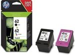HP 62 2-pack Black/Tri-color Original Ink Cartridges - N9J71AE