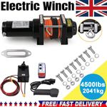 Electric Winch 4500lbs 12V with Remote Control Synthetic Rope ATV Boat Workshop