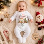 Personalised Baby's 1st Christmas Sleepsuit, Custom Name Newborn Outfit Babygrow