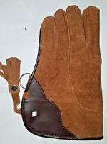 Falconry Glove Suede Leather Double Layer 12" Long (Large Size, Tawny Brown)
