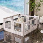 6ft Wood Dog Whelping Box Clear Tempered Glass Playpen Safe Pet Enclosure Fences