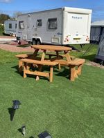 Round Picnic Table Bench, Seats 8, Patio Garden Pub set, Strong and Sturdy