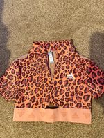 adidas Primegreen AEROREADY 1/2 Zip Mock Neck Animal Print Sweatshirt XS
