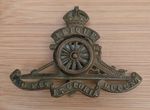 WW1 Royal Artillery Officers Brass Cap Badge Slider Version Vintage Antique