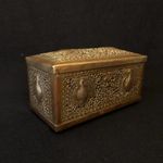 Antique Indian Pierced Brass Peacock Casket Late 19th Century