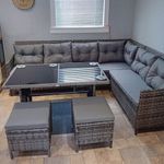 Corner Rattan Garden Furniture Set Outdoor Patio Dining Table Sofa Stools Wicker
