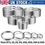 Small - Large  Silver Metal Split Rings Keyring Jump Hoop Loop Key Keys Ring