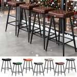 Set of 2/4 Bar Stools PU Leather Pub High Chair Metal legs Kitchen Home Office