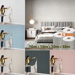 30m Sticky Back Self Adhesive Wallpaper Roll Grey Linen Textured Wall Stickers
