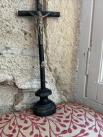 Antique Crucifix Wooden Stand Large 800 Silver Cross