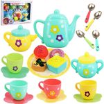 Kids Tea Set 20 Piece Childrens Tea Pot Party Set with Toy Food Pretend Playset