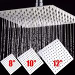 8/10/12 Inch Rainfall Shower Heads Stainless Steel Square Chrome Bath Showerhead