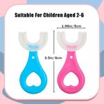2Pcs Kids Toothbrushes,U Shaped Toothbrush 360°, for Kids 2-6Years(Blue & Pink)